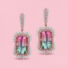 16ctw Bicolor Tourmaline Drop Earrings