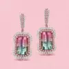16ctw Bicolor Tourmaline Drop Earrings