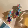 38ctw Multicolor Sapphire Statement Drop Earrings