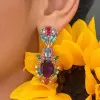 38ctw Multicolor Sapphire Statement Drop Earrings