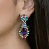 38ctw Multicolor Sapphire Statement Drop Earrings
