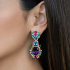 38ctw Multicolor Sapphire Statement Drop Earrings
