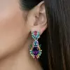 38ctw Multicolor Sapphire Statement Drop Earrings