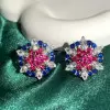 8ctw Ruby and Sapphire Cluster Stud Earrings