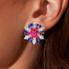 8ctw Ruby and Sapphire Cluster Stud Earrings