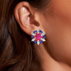 8ctw Ruby and Sapphire Cluster Stud Earrings