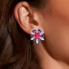 8ctw Ruby and Sapphire Cluster Stud Earrings