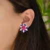 8ctw Ruby and Sapphire Cluster Stud Earrings