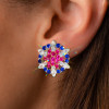 8ctw Ruby and Sapphire Cluster Stud Earrings