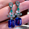 20ctw Emerald Cut Sapphire Statement Drop Earrings