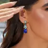 20ctw Emerald Cut Sapphire Statement Drop Earrings