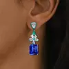 20ctw Emerald Cut Sapphire Statement Drop Earrings