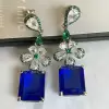 20ctw Emerald Cut Sapphire Statement Drop Earrings