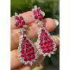 22ctw Ruby and White Sapphire Statement Drop Earrings