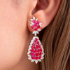 22ctw Ruby and White Sapphire Statement Drop Earrings