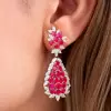 22ctw Ruby and White Sapphire Statement Drop Earrings