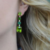16ctw Cushion Cut Peridot and Emerald Drop Earrings
