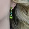 16ctw Cushion Cut Peridot and Emerald Drop Earrings