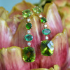 16ctw Cushion Cut Peridot and Emerald Drop Earrings