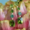 16ctw Cushion Cut Peridot and Emerald Drop Earrings
