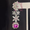 12ctw Cushion Cut Fuchsia Sapphire Statement Flower Earrings