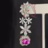 12ctw Cushion Cut Fuchsia Sapphire Statement Flower Earrings