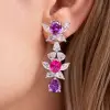 16ctw Amethyst and Fuchsia Sapphire Drop Earrings