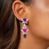 16ctw Amethyst and Fuchsia Sapphire Drop Earrings