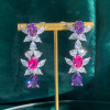 16ctw Amethyst and Fuchsia Sapphire Drop Earrings