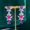 16ctw Amethyst and Fuchsia Sapphire Drop Earrings