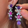 16ctw Amethyst and Fuchsia Sapphire Drop Earrings