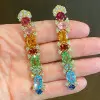 24ctw Multicolor Sapphire Statement Rainbow Earrings