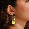 25ctw Princess Cut Emerald/Yellow Sapphire Statement Earrings