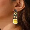 25ctw Princess Cut Emerald/Yellow Sapphire Statement Earrings