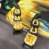 25ctw Princess Cut Emerald/Yellow Sapphire Statement Earrings