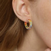 16ctw Oval Cut Rainbow Sapphire Hoop Earrings