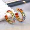 16ctw Oval Cut Rainbow Sapphire Hoop Earrings