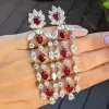 16ctw Ruby and White Sapphire Chandelier Earrings