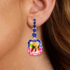 16ctw Halo Cushion Cut Bicolor Tourmaline Drop Earrings