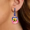 16ctw Halo Cushion Cut Bicolor Tourmaline Drop Earrings