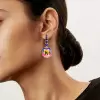 16ctw Halo Cushion Cut Bicolor Tourmaline Drop Earrings