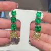20ctw Emerald and Yellow Sapphire Statement Earrings