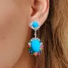 18ctw Oval Cut Turquoise Statement Earrings