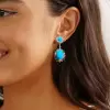 18ctw Oval Cut Turquoise Statement Earrings