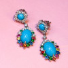 18ctw Oval Cut Turquoise Statement Earrings