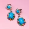 18ctw Oval Cut Turquoise Statement Earrings