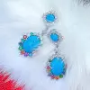 18ctw Oval Cut Turquoise Statement Earrings