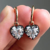 6ctw White Sapphire Enamel Heart Dainty Drop Earrings