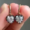 6ctw White Sapphire Enamel Heart Dainty Drop Earrings