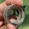 10ctw Emerald Cut White Sapphire Hoop Earrings